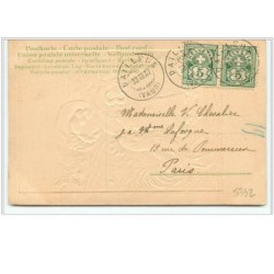 n°5332 - Carte Gaufrée - Joyeuses Pâques - Fillette avec un coq