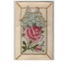 n°5358 - Carte Brodée avec pochette bleue - Rose