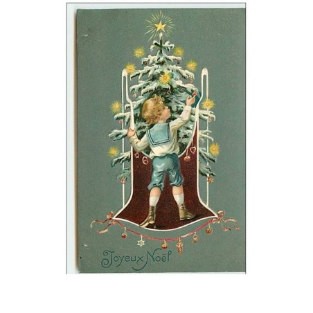 n°10149 - Carte Fantaisie Gaufrée - Joyeux Noël - Enfant et Sapin