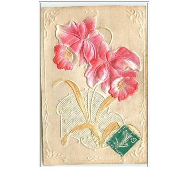 n°5362 - Carte  en soie - Jonquilles saumon