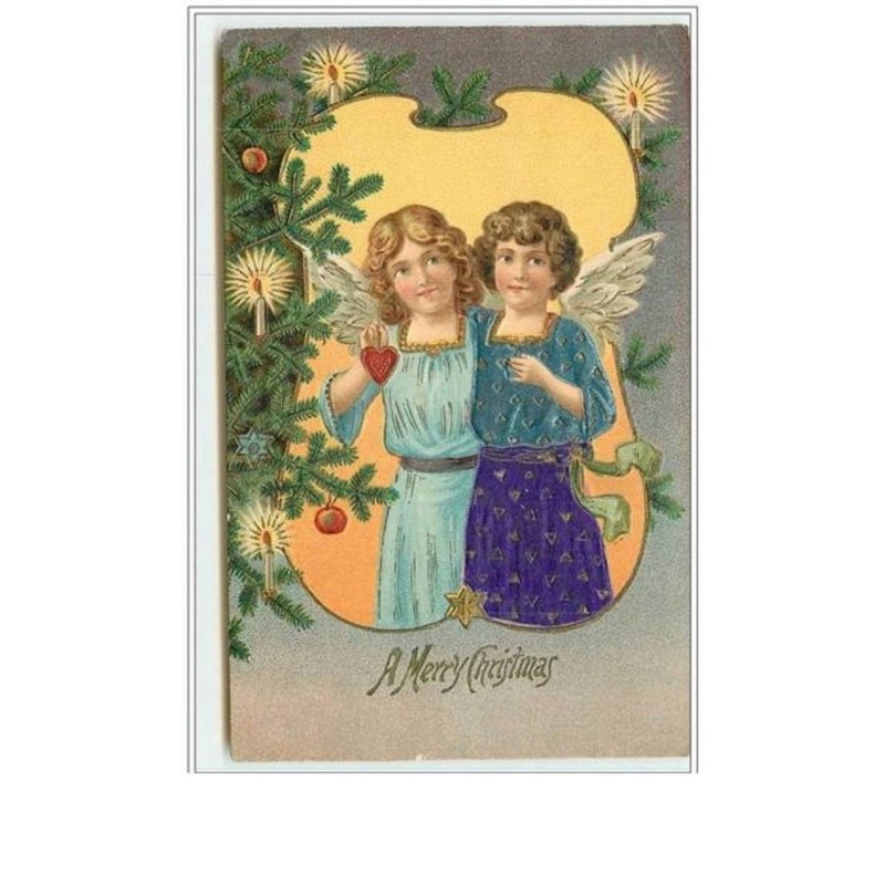 n°539 - Carte Gaufrée - A Merry Christmas  - Anges