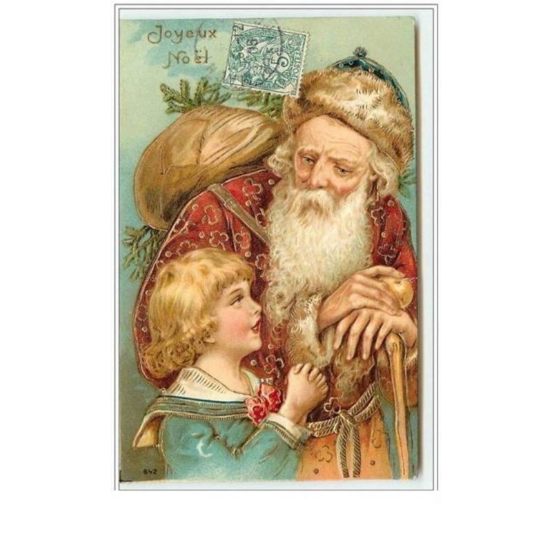 n°5392 - Carte Gaufrée - Joyeux Noël - Père Noël et enfant