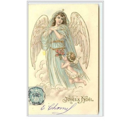 n°5440 - Carte Gaufrée - Joyeux Noël - Ange et angelot