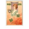 n°5466 - Carte Gaufrée - Femme - Cochon