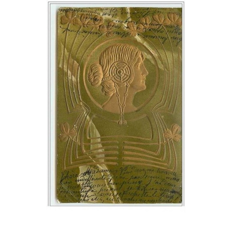 n°5476 - Carte  Gaufrée avec dorure - Femme - Art Nouveau