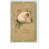 n°548 - Carte Gaufrée -  Easter Greetings - Angelots décorant un oeuf