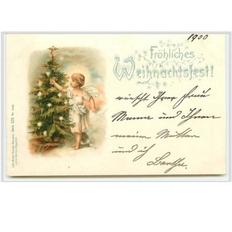 n°5484 - Fröhliches Weihnachtsfeest - Enfant à coté d'un sapin de Noël