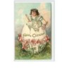 n°5492 - Carte Gaufrée - Fröhliche Ostern - Fillette sortant d'un oeuf