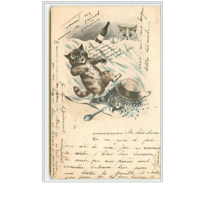 n°5515 - Louis Wain - En l'Absence de Mme Minet - Raphael Tuck
