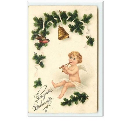 n°5520 - Gesgnete Weihnachten - Ange jouant de la flute sous une cloche