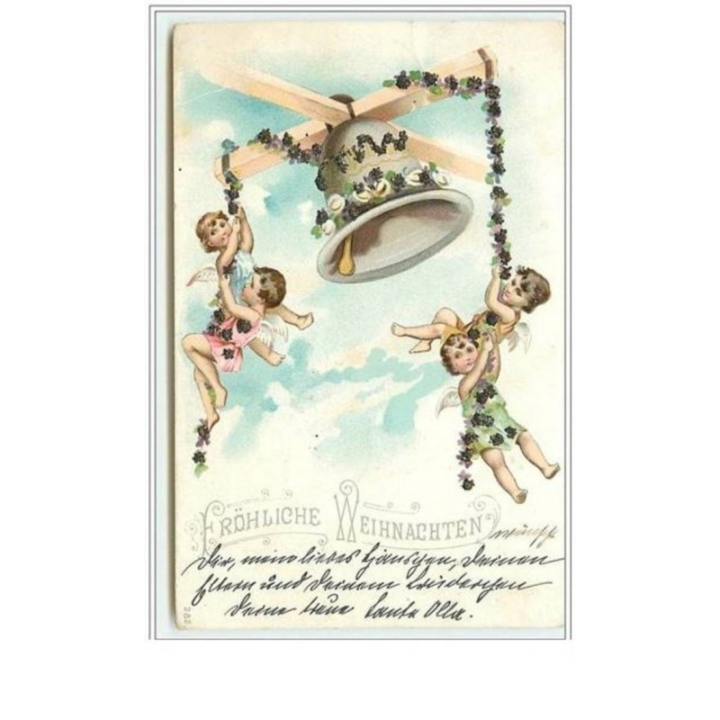 n°5522 - Fröhliche Weihnachten - Angelots sonnant une cloche - strasses