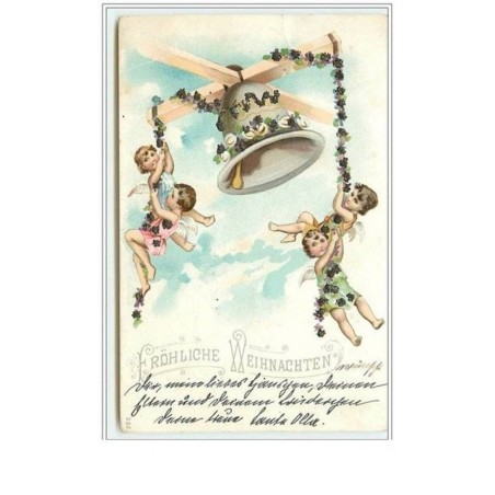 n°5522 - Fröhliche Weihnachten - Angelots sonnant une cloche - strasses