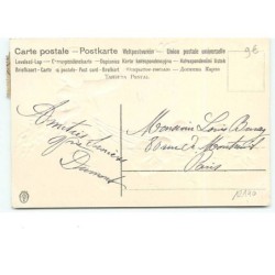 n°12140 - Carte Gaufrée - Joyeuses Pâques - Garçon tenant en laisse des poussins