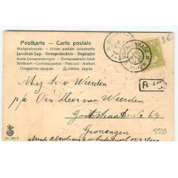 n°5539 - Carte Gaufrée - Enfant, cochon et corne d'abondance