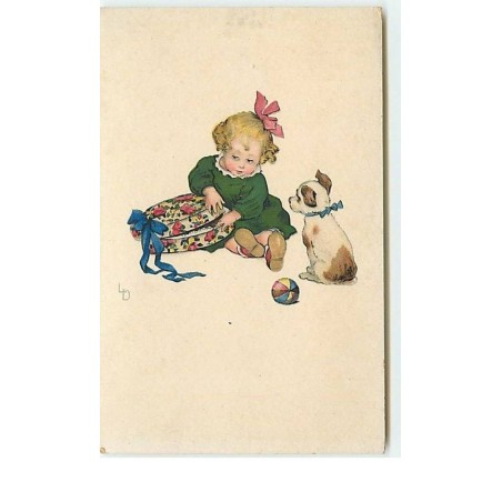 n°5546 - Meissner & Buch - Lia Doring - Fillette ouvrant une boite devant son chien