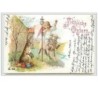 n°5591 - Fröhliche Ostern - Angelot sur un mouton, lapin