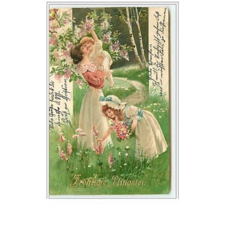 n°5597 - Fröhliche Pfingsten - Femme et enfant