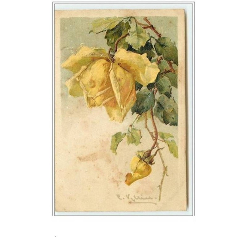 n°56 - Catharina Klein - Carte Gaufrée - Rose jaune