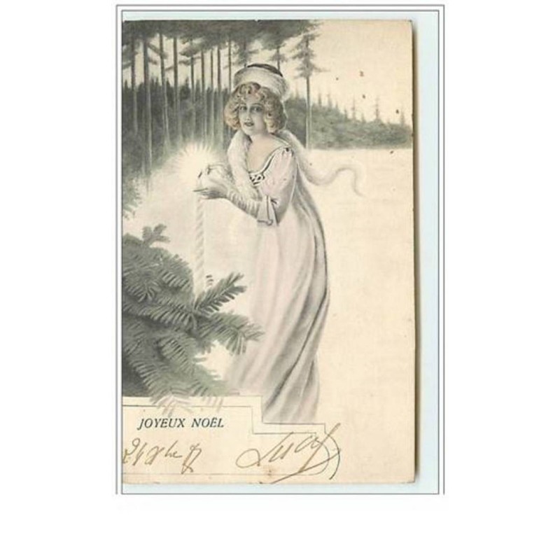 n°5641 - Joyeux Noël - Femme allumant une bougie