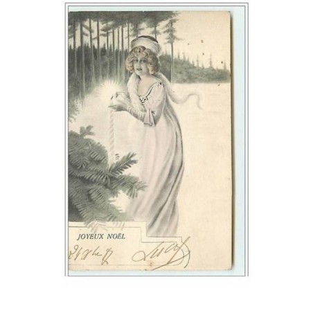 n°5641 - Joyeux Noël - Femme allumant une bougie