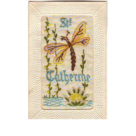 n°12154 - Carte Brodée - Sainte-Catherine - Libellule