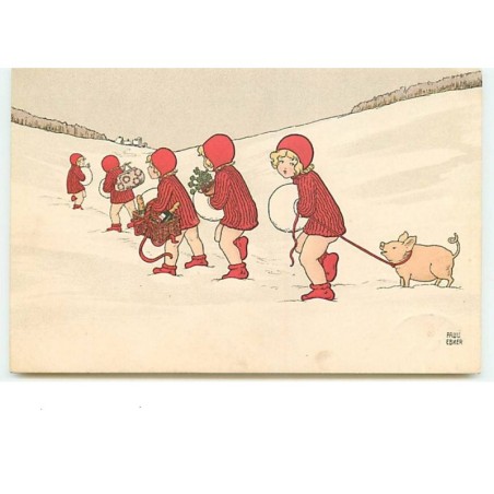 n°12157 - MM Vienne n°470 - Pauli Ebner - Enfants dans la neige avec un cochon