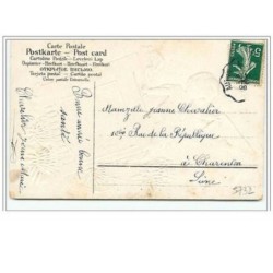 n°5732 - Carte Gaufrée - Bonne Année - Enfant avec une lettre au dessus d'une boite aux lettres