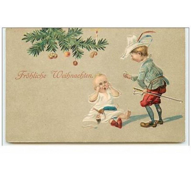 n°5766 - Carte Gaufrée - Fröhliche Weihnachten - Enfant pleurant