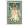 n°5767 - Carte Gaufrée - Fröhliche Weihnachten - Anges priant sous de cloches