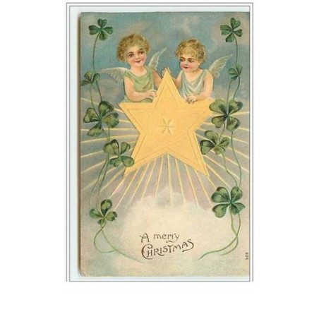 n°5773 - Carte Gaufrée - A Merry Christmas - Angelots et étoile