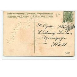 n°5789 - Carte Gaufrée - Viel Glück zum neuen Jahre - Angelot sur un sac de pièces