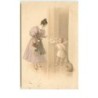 n°5798 - Angelot apportant un bouquet de fleurs - chat