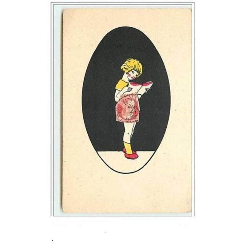 n°5816 - Collage de Timbres - Cut Stamps - Fillette lisant