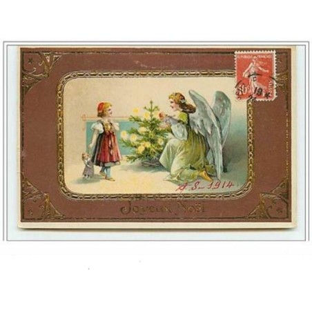 n°5846 - Joyeux Noël - Ange et fillette avec sa poupée