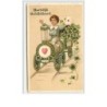 n°589 - Carte Gaufrée - Hartelijk gefeliciteerd - Enfant sur une locomotive de train