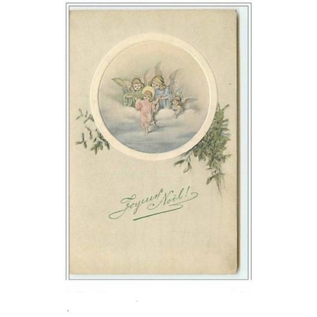n°5893 - Joyeux Noël - Anges dans un médaillon n°1