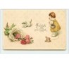 n°590 - Carte Gaufrée - Hartelijk gefeliciteerd - Fillette et chat