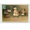 n°5938 - Carte Gaufrée - Heureuses Pâques - Poussins habillés