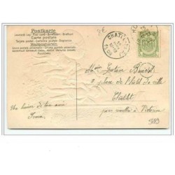 n°5939 - Carte Gaufrée - Heureuses Pâques - Anges et mouton cherchant leur chemin