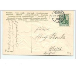 n°594 - Carte Gaufrée - Enfants jouant au cerceau - Moulin