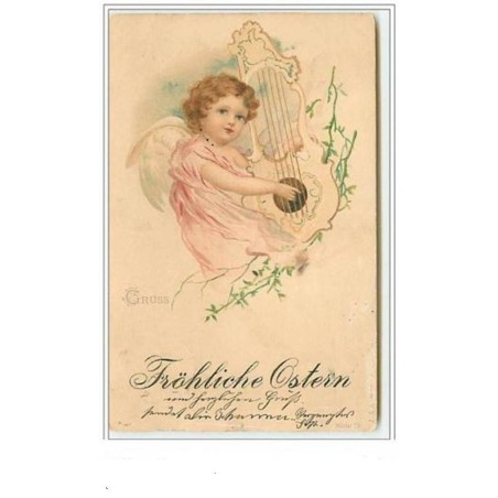 n°5977 - Fröhliche Ostern - Ange avec une lyre