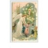 n°5986 - Carte Gaufrée - Fröhliche Weihnachten - Ange - Enfants - biche