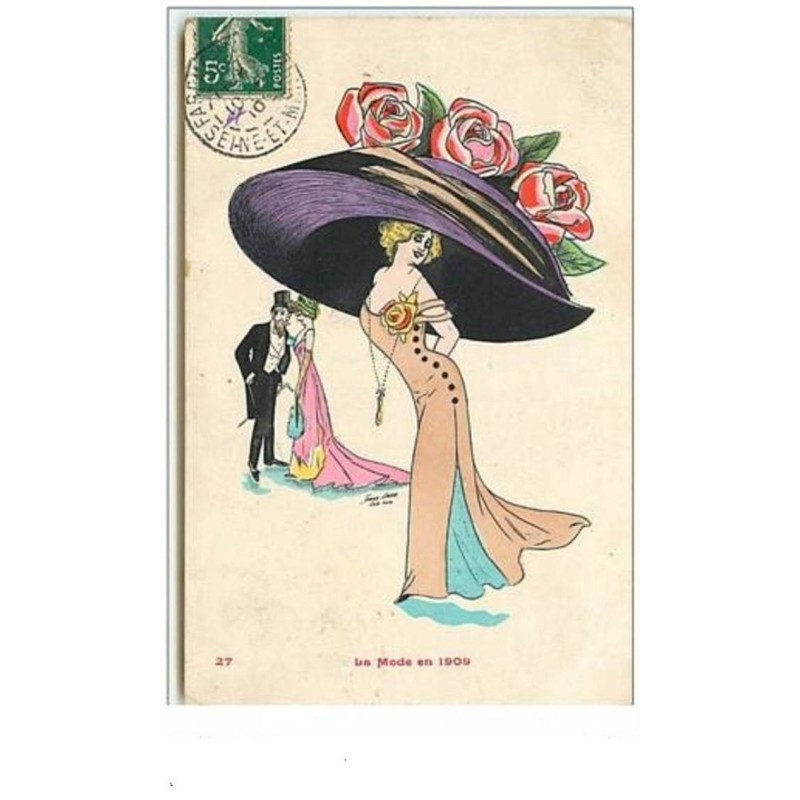 n°6020 - Xavier Sager - La Mode en 1909 - Femme avec chapeau