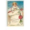 n°6031 - Carte Gaufrée - Fillette sur un parchemin