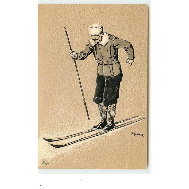 n°6067 - Carte Gaufrée - Heyer - Skieur