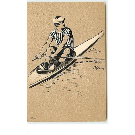 n°6071 - Carte Gaufrée - Heyer - Homme - Aviron