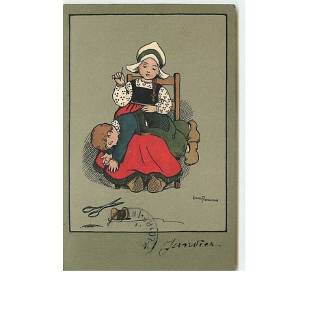 n°608 - Ethel Parkinson - Jeune Hollandaise racommodant avec un enfant sur ses genoux