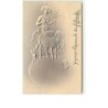 n°6118 - Carte Gaufrée - Jeune Femme sur un mouton - Joyeuses Pâques
