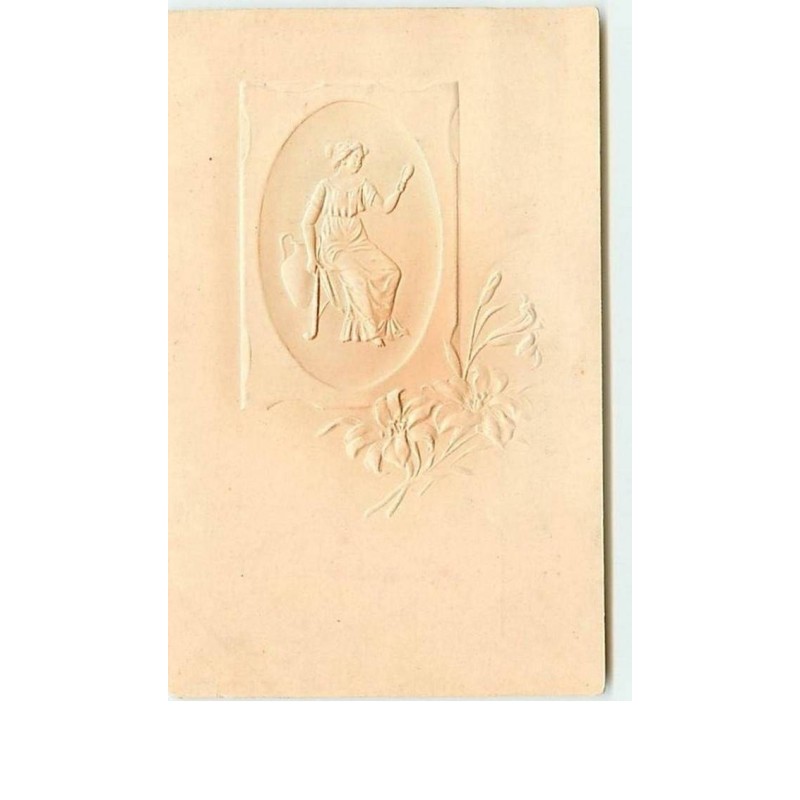 n°6119 - Carte Gaufrée - Jeune Femme se regardant dans un miroir