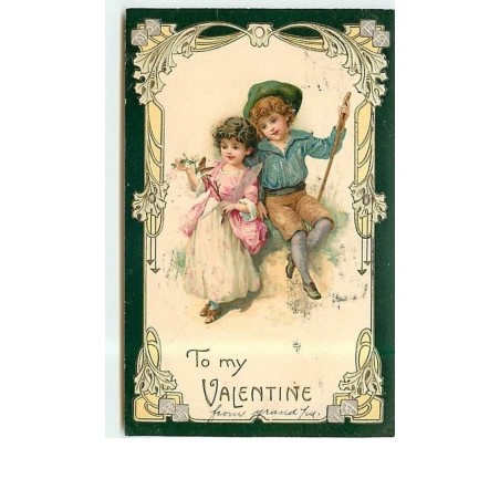 n°6136 - Carte Gaufrée - To my Valentine - Couple d'enfants